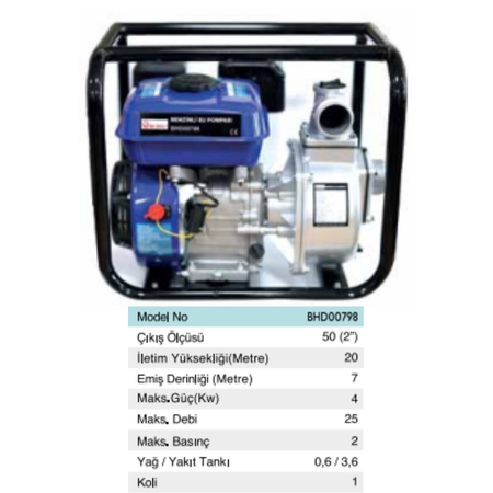 BHD 00798 BENZİNLİ SU POMPASI 2"